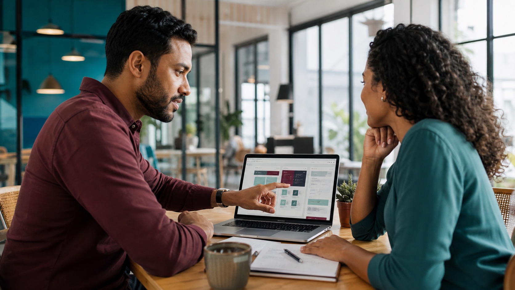 Freelancer de tecnologia apresentando um projeto a uma cliente