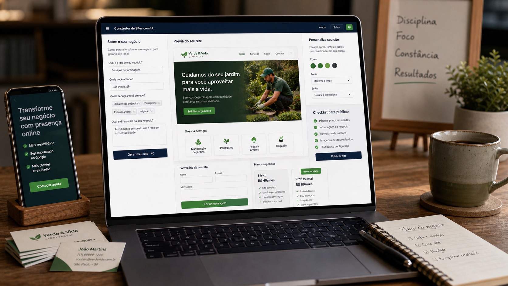 Criador de sites com IA para pequeno negócio inspirado no Durable AI