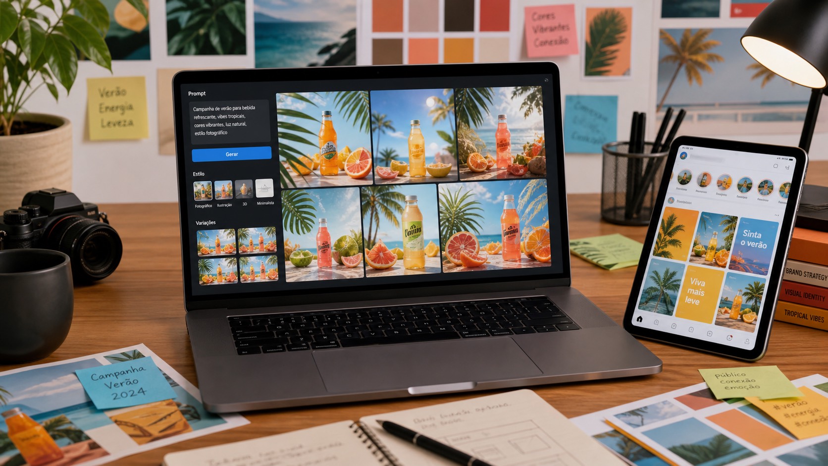 Galeria de imagens geradas por IA para campanhas de marketing inspirada no Midjourney